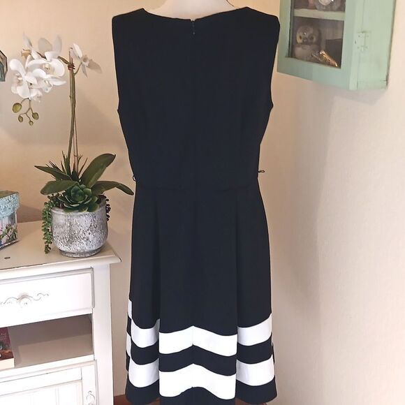 Calvin Klein Black and White A-Line Midi Dress - Picture 8 of 16